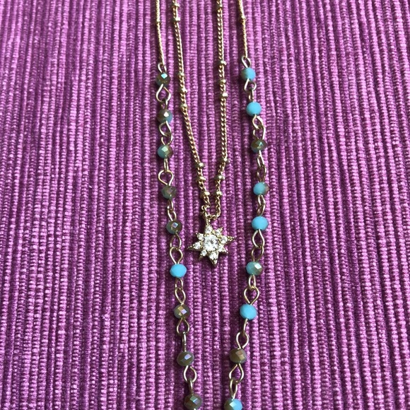 Jewelry - Double Strand Turquoise/Gold Double Strand Necklace